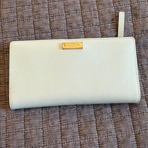 kate spade pale mint Saffiano Zip Around Wallet with Gold Logo